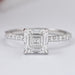 Asscher Cut Solitaire Accent Diamond Engagement Ring