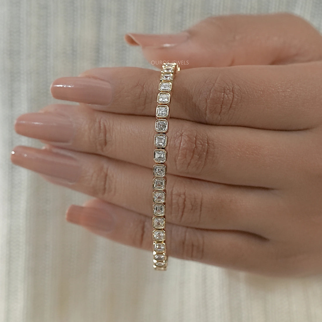 Lab Grown Asscher Diamond Tennis Bracelet Bracelet