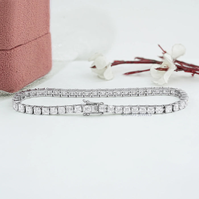 Lab Grown Asscher Diamond Tennis Bracelet Bracelet