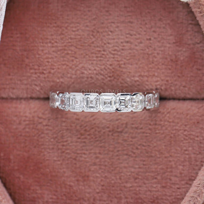 Asscher Cut Lab Diamond Half Eternity Wedding Band