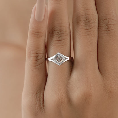 Asscher Lab Diamond Solitaire Split Shank Ring Ring