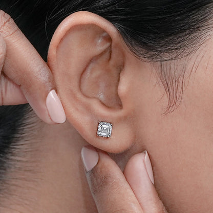 Asscher Cut Lab Grown Diamond Stud Earrings Earrings