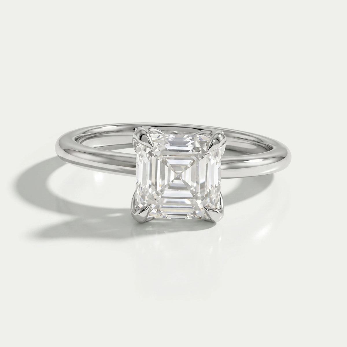Asscher Cut Tulip Set Hidden Halo Ring Ring