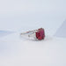 Three Stone Ruby Asscher Gemstone Engagement Ring