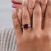 Three Stone Ruby Asscher Gemstone Engagement Ring