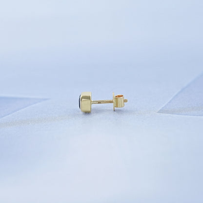 Sapphire Asscher Gemstone Bezel Men's Stud