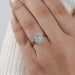Asscher Cut Lab Diamond Halo Solitaire Engagement Ring Rings