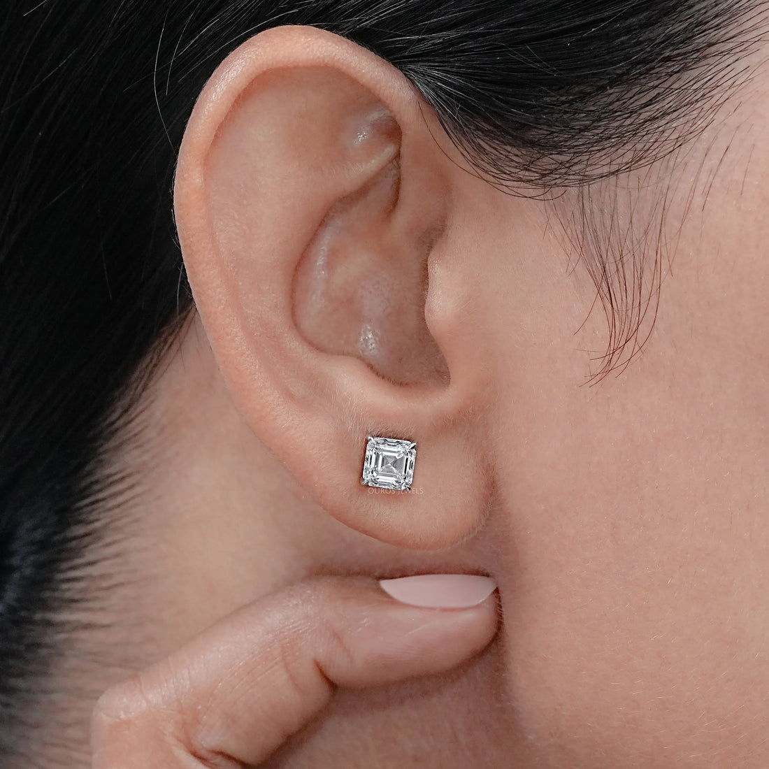 Asscher Cut Lab Grown Diamond Stud Earrings Earrings
