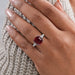Three Stone Ruby Asscher Gemstone Engagement Ring