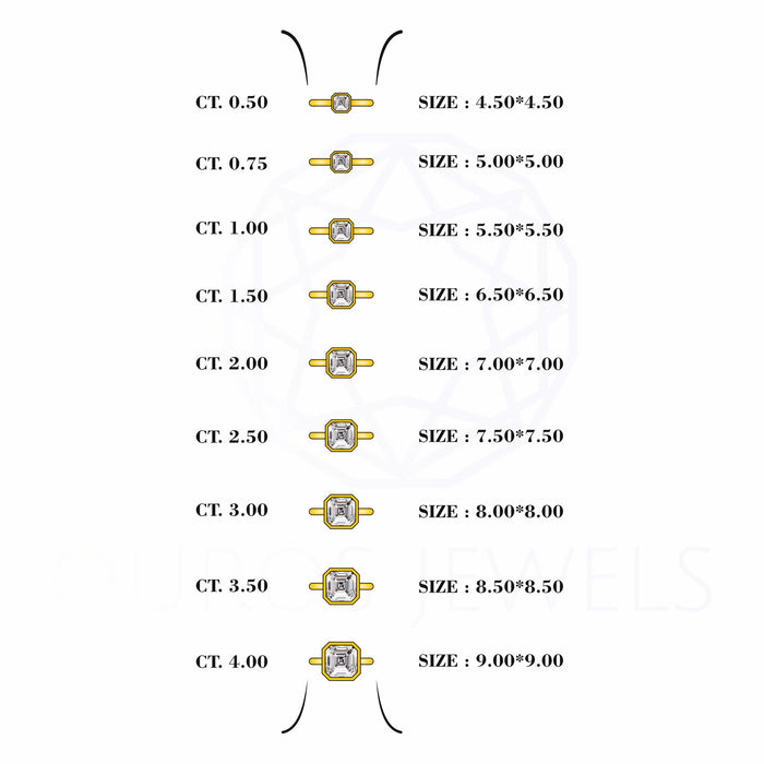 Asscher Lab Diamond Bezel Set Solitaire Ring Rings