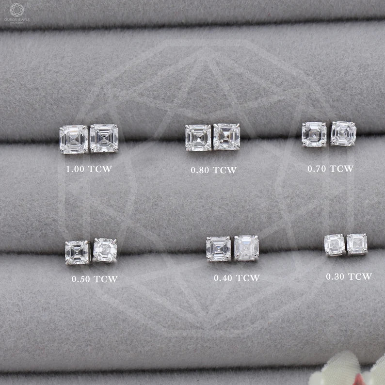 Asscher cut sales diamond studs