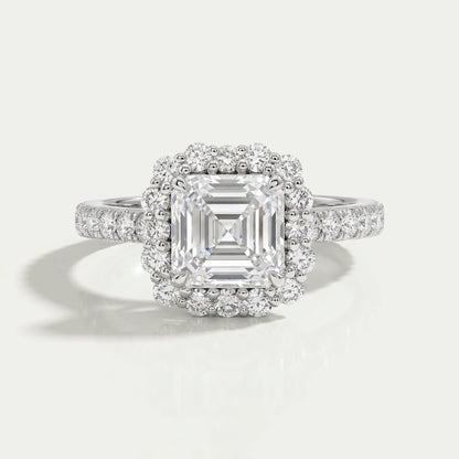 Asscher Cut Lab Diamond Halo Engagement Ring Rings