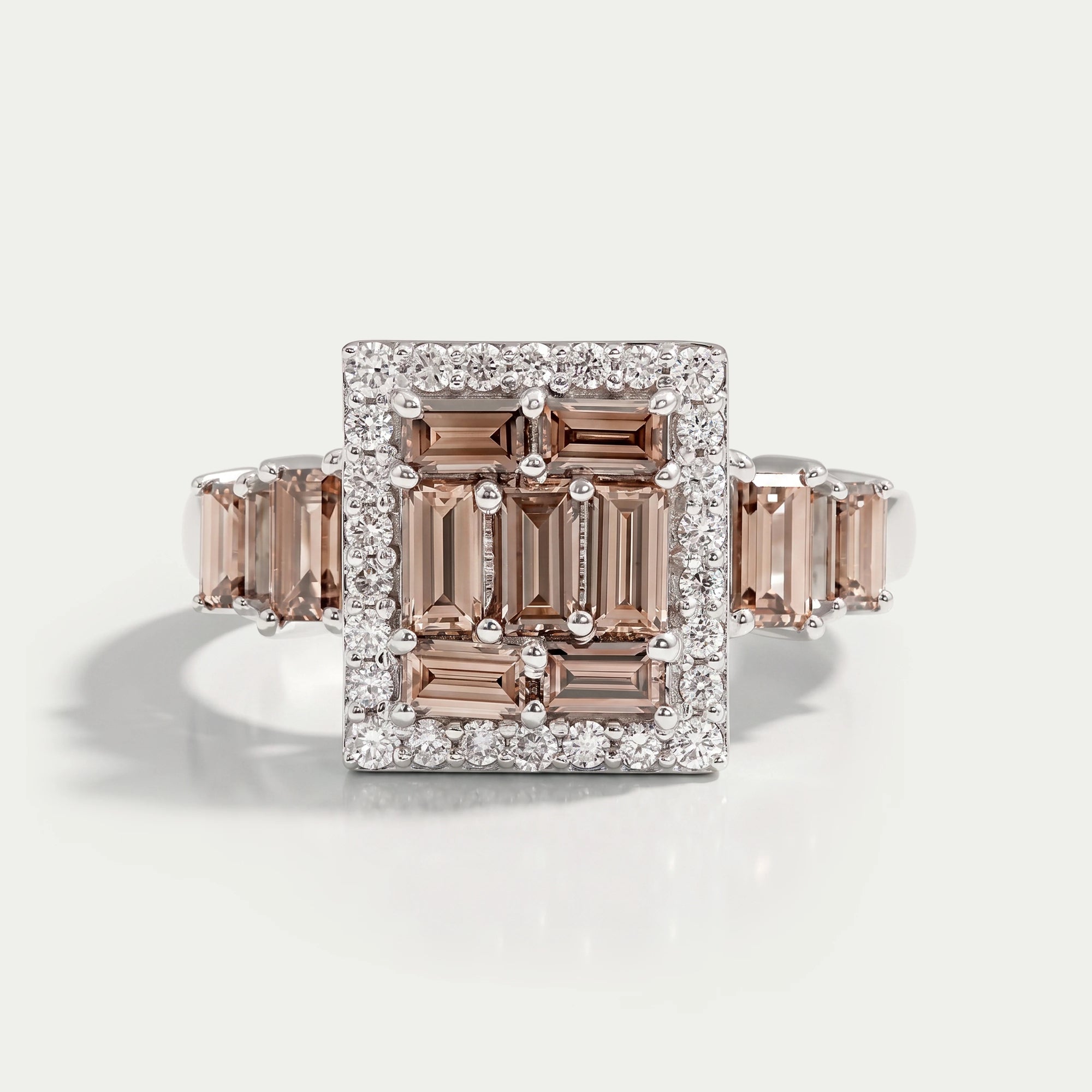 Baguette Cluster Halo Diamond Ring Rings