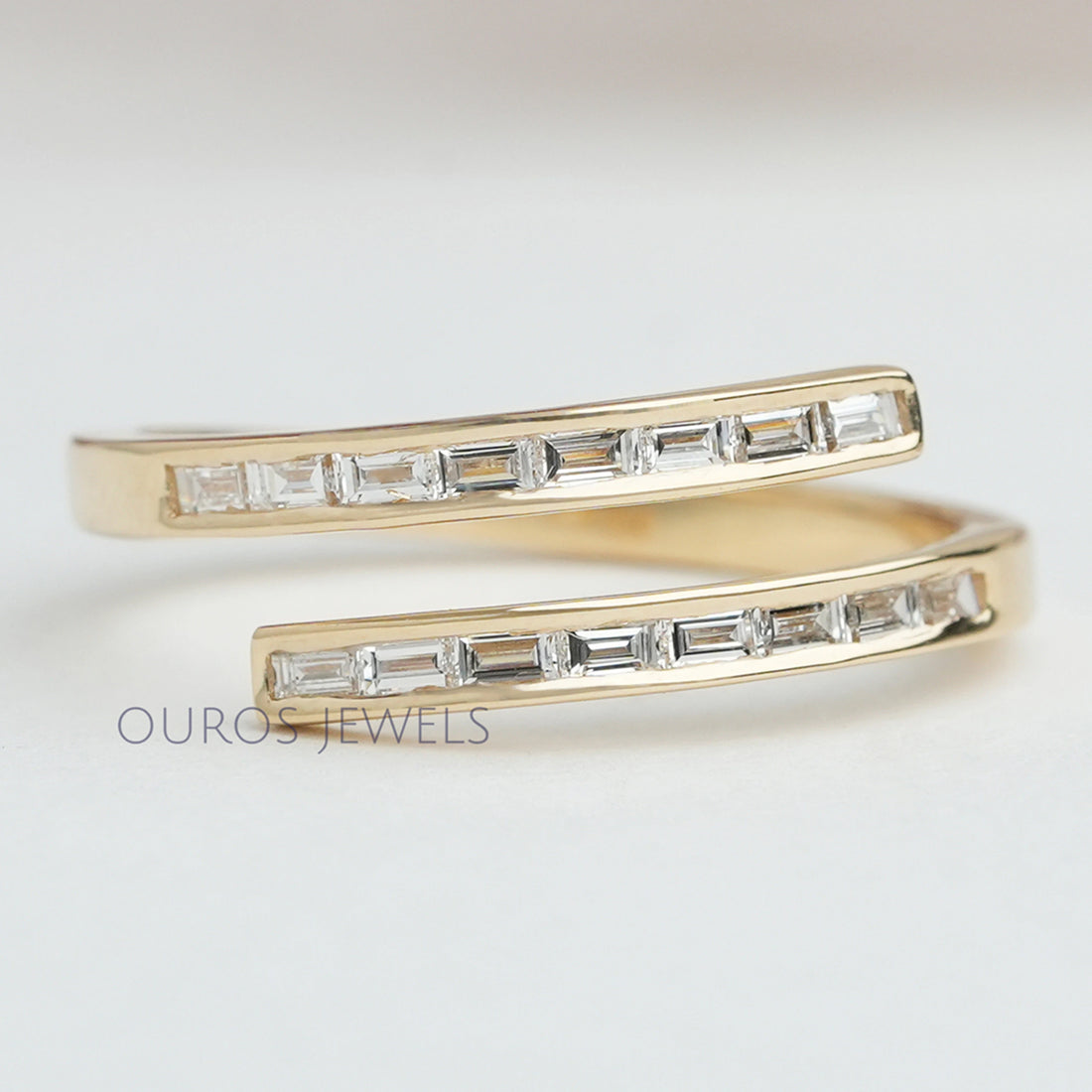 Baguette Cut Lab Diamond Bypass Set Band Rings