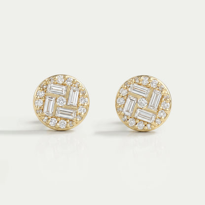 Baguette Cluster Stud Diamond Earrings Earring