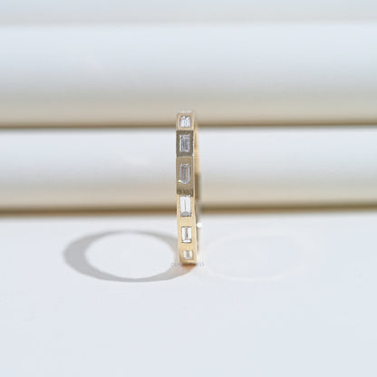 Baguette Cut Flush Set Eternity Wedding Band Rings