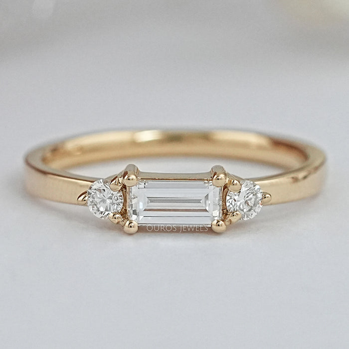 Baguette Cut Lab Diamond Dainty Ring Ring