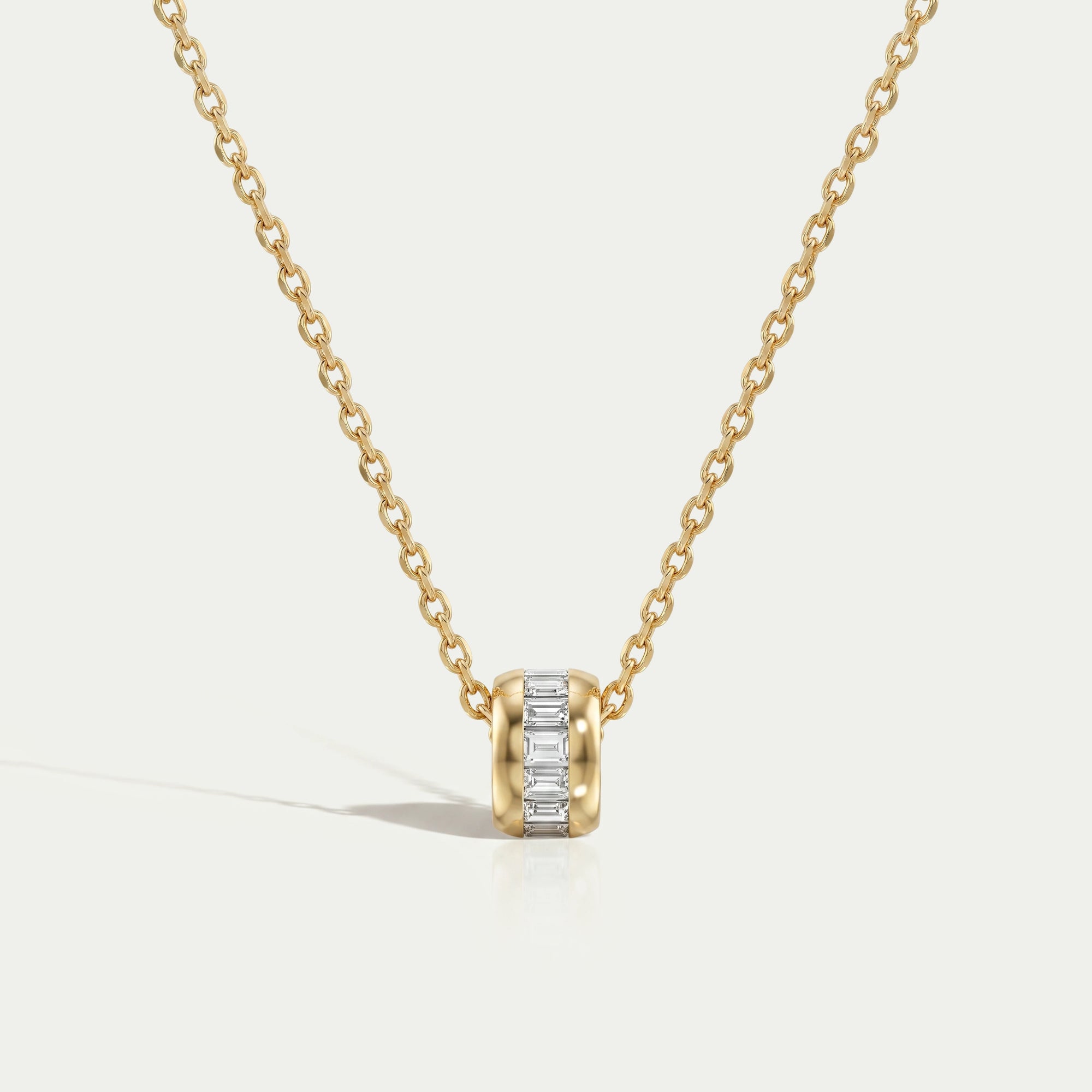 Baguette Lab Diamond Barrel Pendant Necklaces
