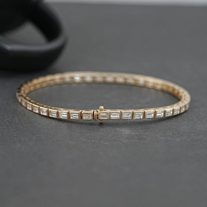 Straight Baguette Cut Channel Set Tennis Bracelet Bracelet