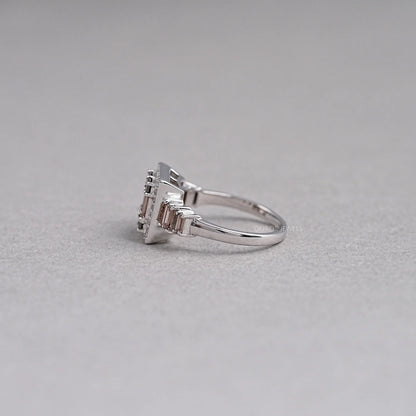 Baguette Cluster Halo Diamond Ring Rings