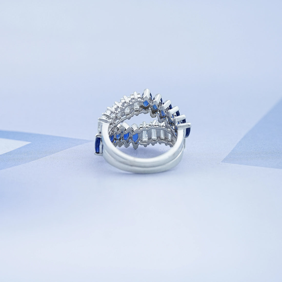 Double Row Sapphire Marquise Gemstone Enhancer Ring Rings