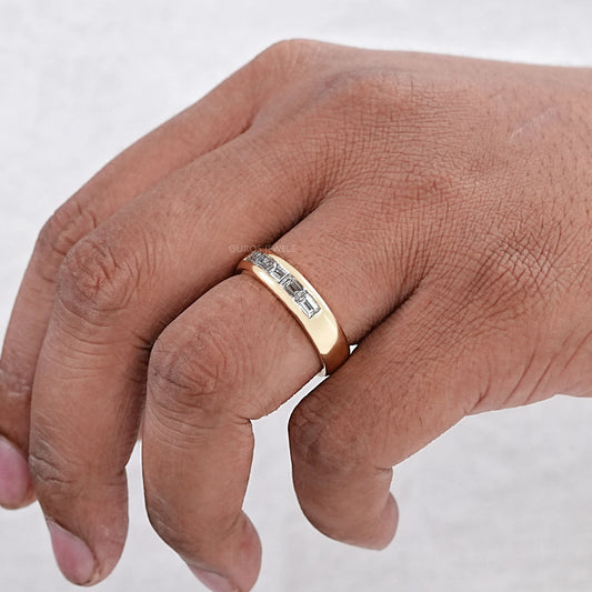 Men's Baguette Wedding Band -Channel Setting