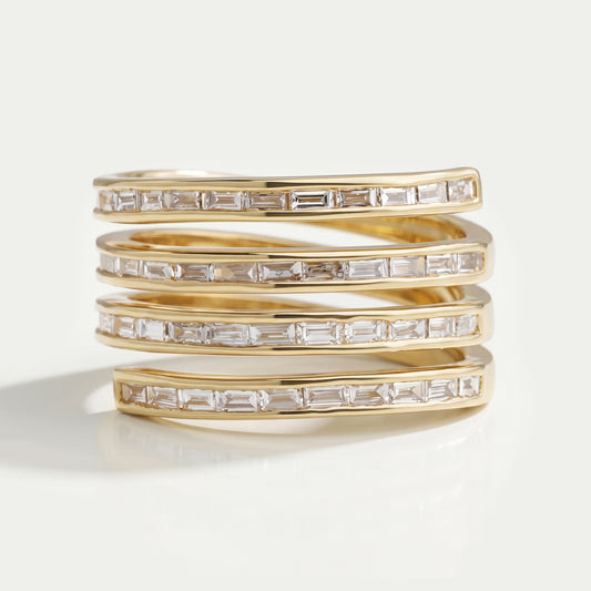 Baguette Cut Lab Diamond Spiral Band Rings