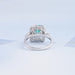 Baguette And Round Halo Diamond Gemstone Ring Ring