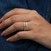 [A Women wearing Baguette Diamond Channel Set Wedding Band]-[Ouros Jewels]