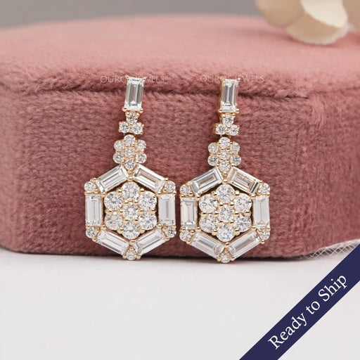 [Baguette Cut Lab Diamond Earrings for Women]-[Ouros Jewels]