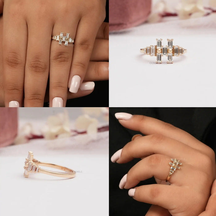 [Collage of Baguette Cut Lab Diamond Ring]-[Ouroa Jewels]