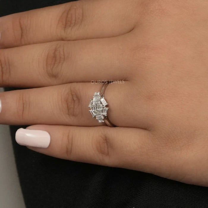 [A Women wearing Dainty Diamond Ring]-[Ouros Jewels]