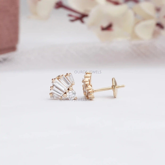 [Baguette Cut Lab Grown Diamond Earrings]-[Ouros Jewels]
