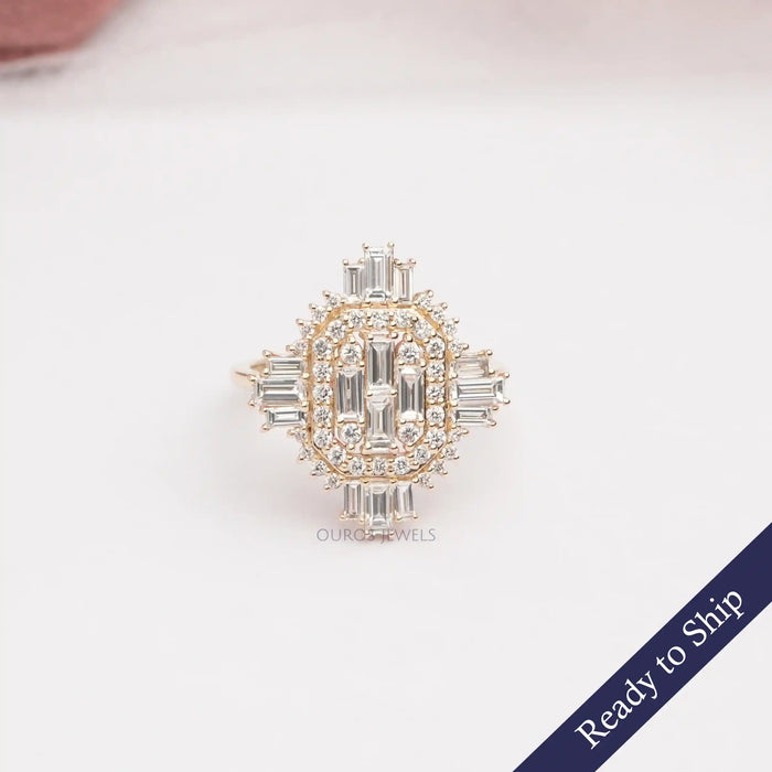 [Baguette and Round Diamond Ring]-[Ouros Jewels]