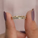 [A Women Holding Baguette Cut Lab Diamond Wedding Ring]-[Ouros Jewels]
