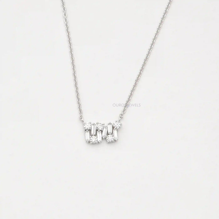 [Baguette and Round Diamond Pendant]-[Ouros Jewels]