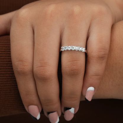 Round Cut Lab Grown Diamond Half Wedding Band