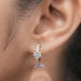 [A Women wearing Petitie Hoop Diamond Earrings]-[Ouros Jewels]