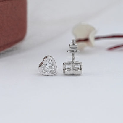 Heart Diamond Bezel Set Stud Earrings Earrings