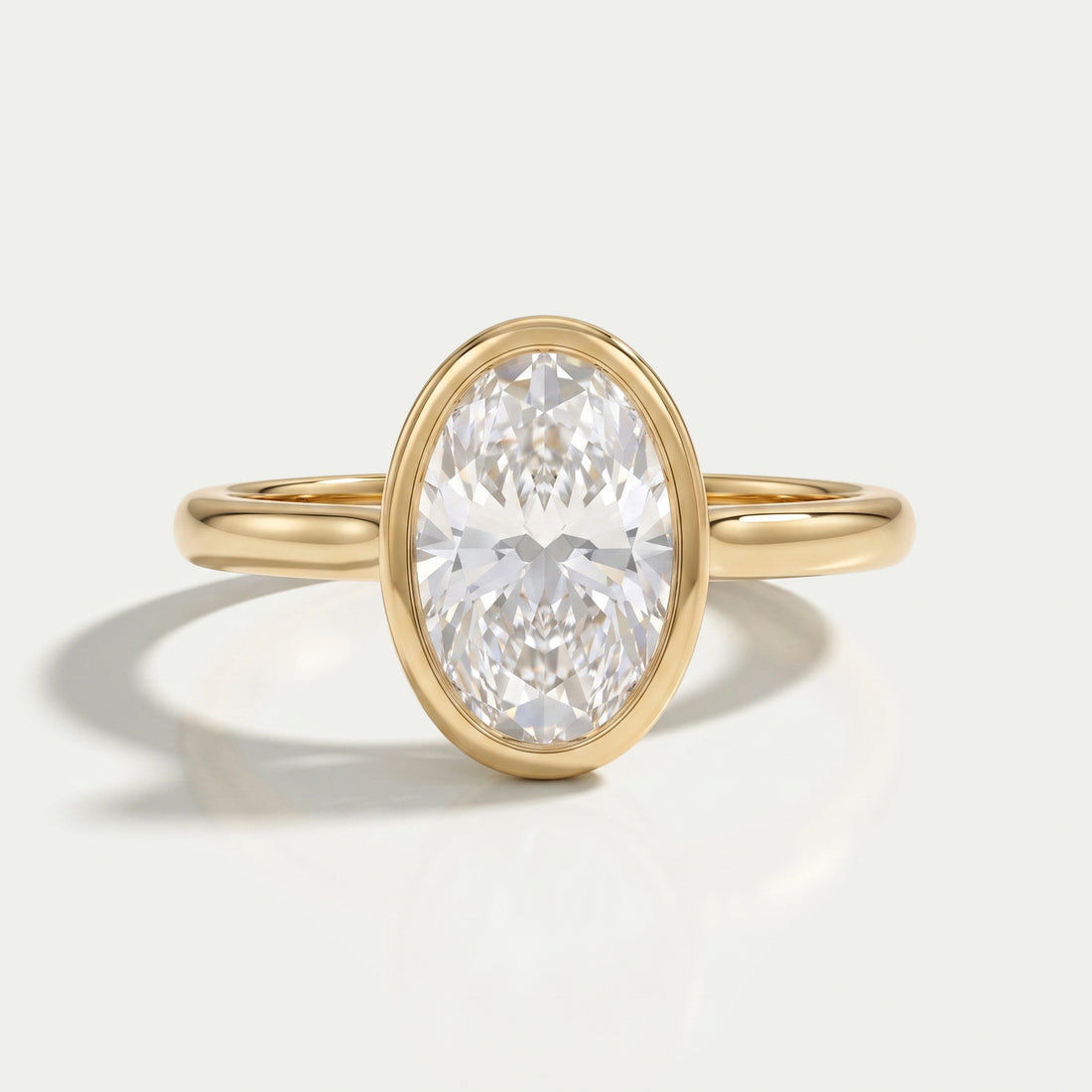 Oval Lab Diamond Hidden Halo Bezel Engagement Ring Rings