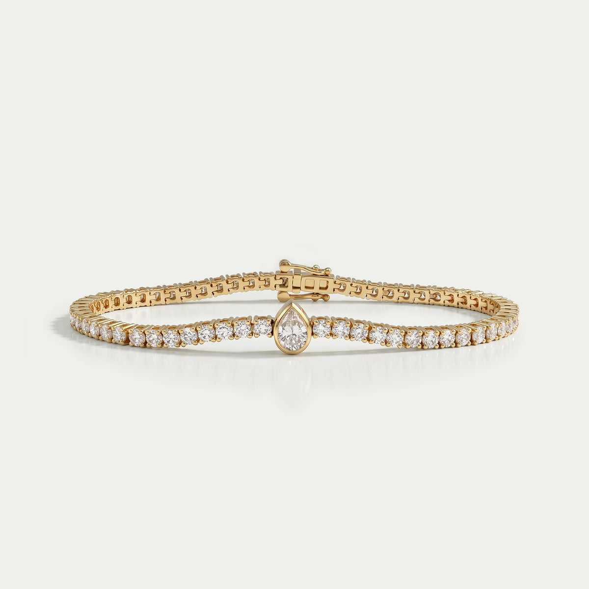 Bezel Pear Lab Grown Diamond Tennis Bracelet Bracelet