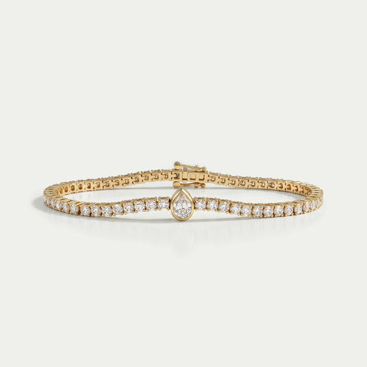 Bezel Pear Lab Grown Diamond Tennis Bracelet Bracelet