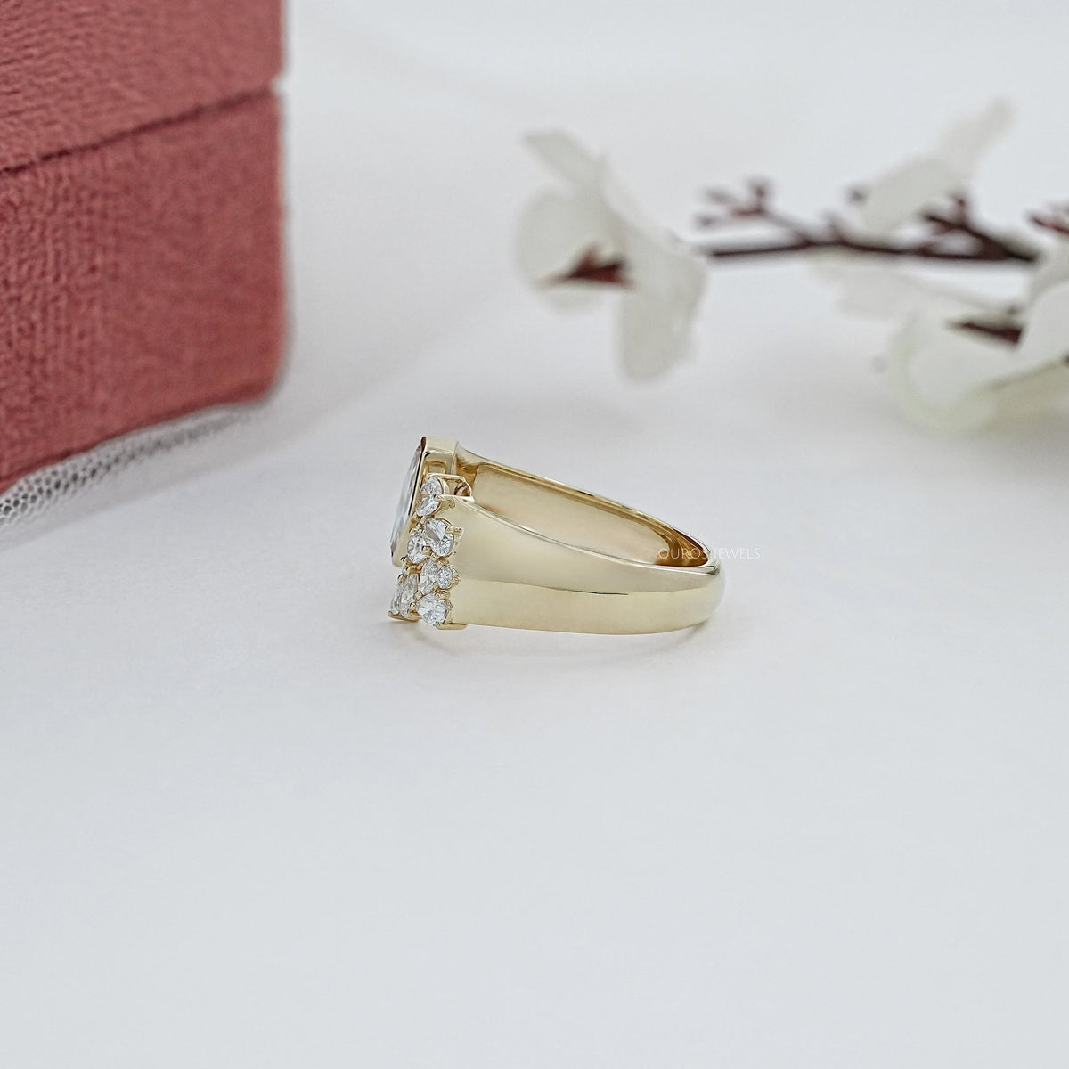 Lozenge Cut Bezel Cluster Wide Open Ring