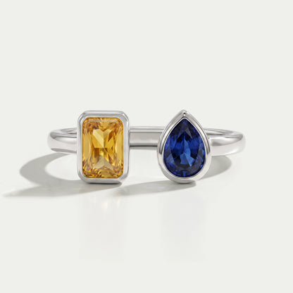 Bezel Set Open Cuff Gemstone Ring Rings