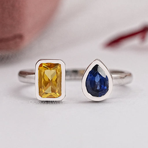 Bezel Set Open Cuff Gemstone Ring Rings