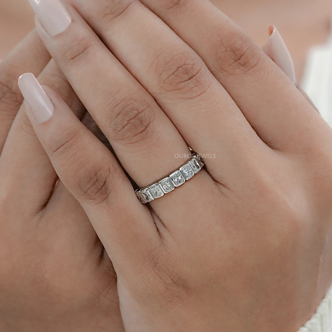 Radiant Lab Diamond Bezel Set Wedding Band