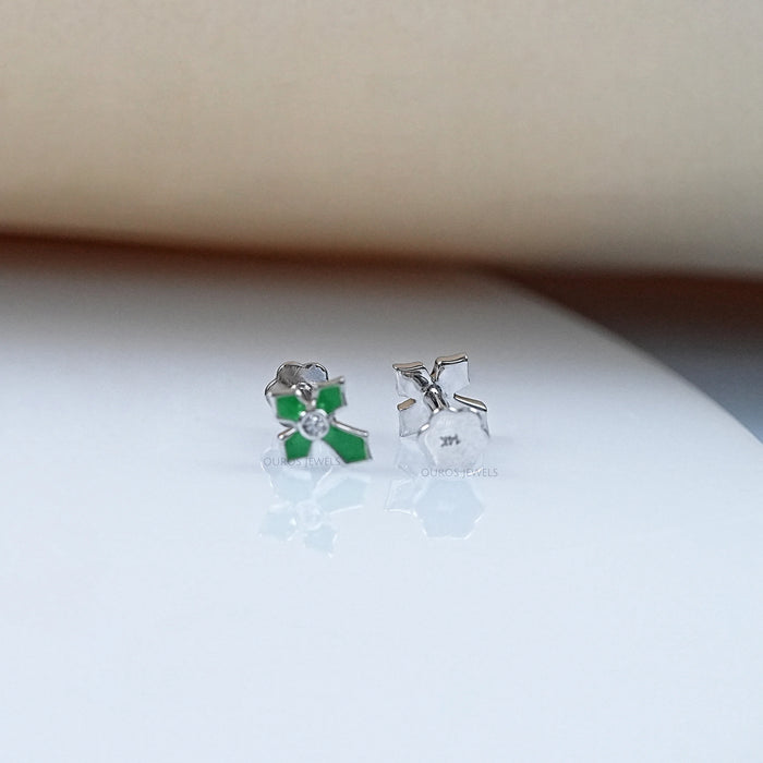 Enamel Green Cross Earrings For Kids Earrings