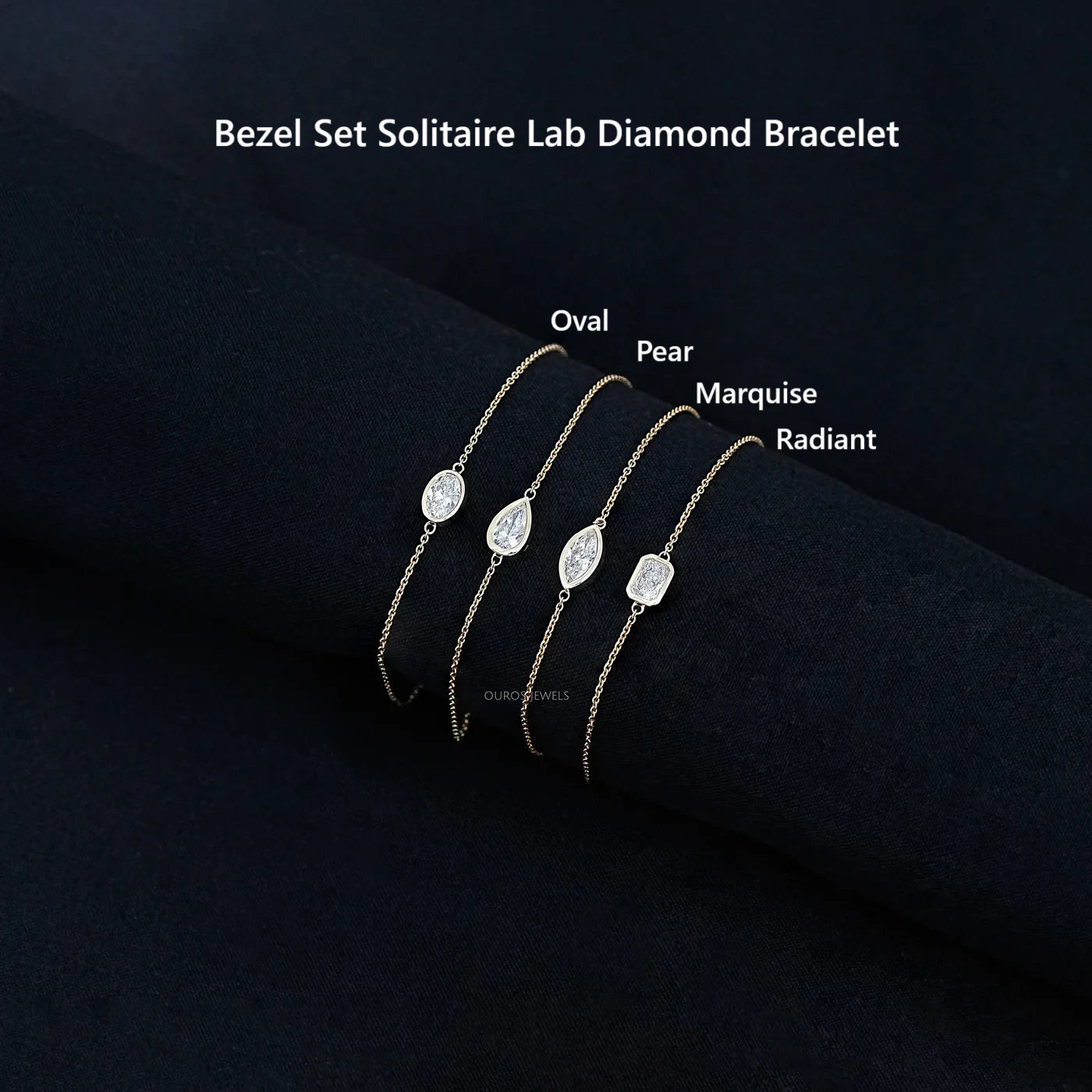 Multi Lab Diamond Bezel Set Solitaire Chain Bracelet