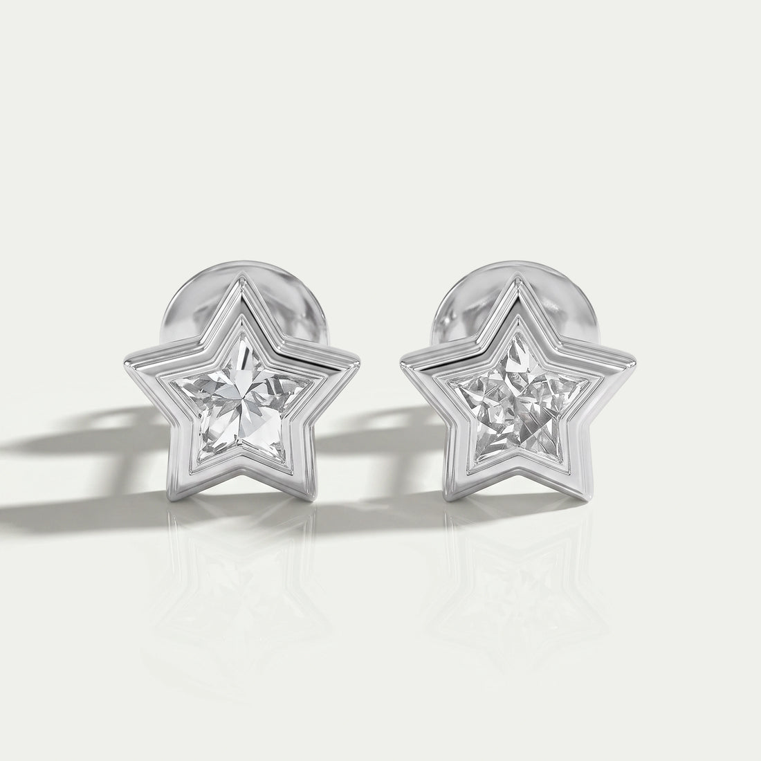 Bezel Set Star Cut Lab Diamond Stud Earring