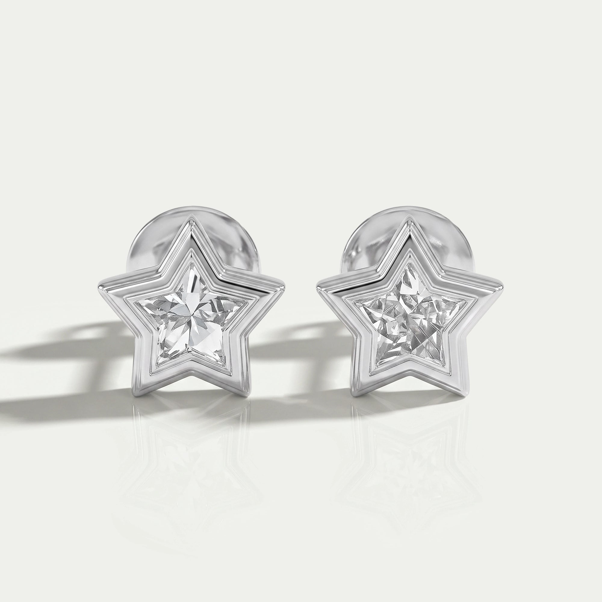 Bezel Set Star Cut Lab Diamond Stud Earring
